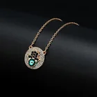 VSnow очаровательный круг Геометрическая Пальма демон глаз кулон ожерелье для женщин Bling Стразы Металл цепочка на шею ювелирное изделие