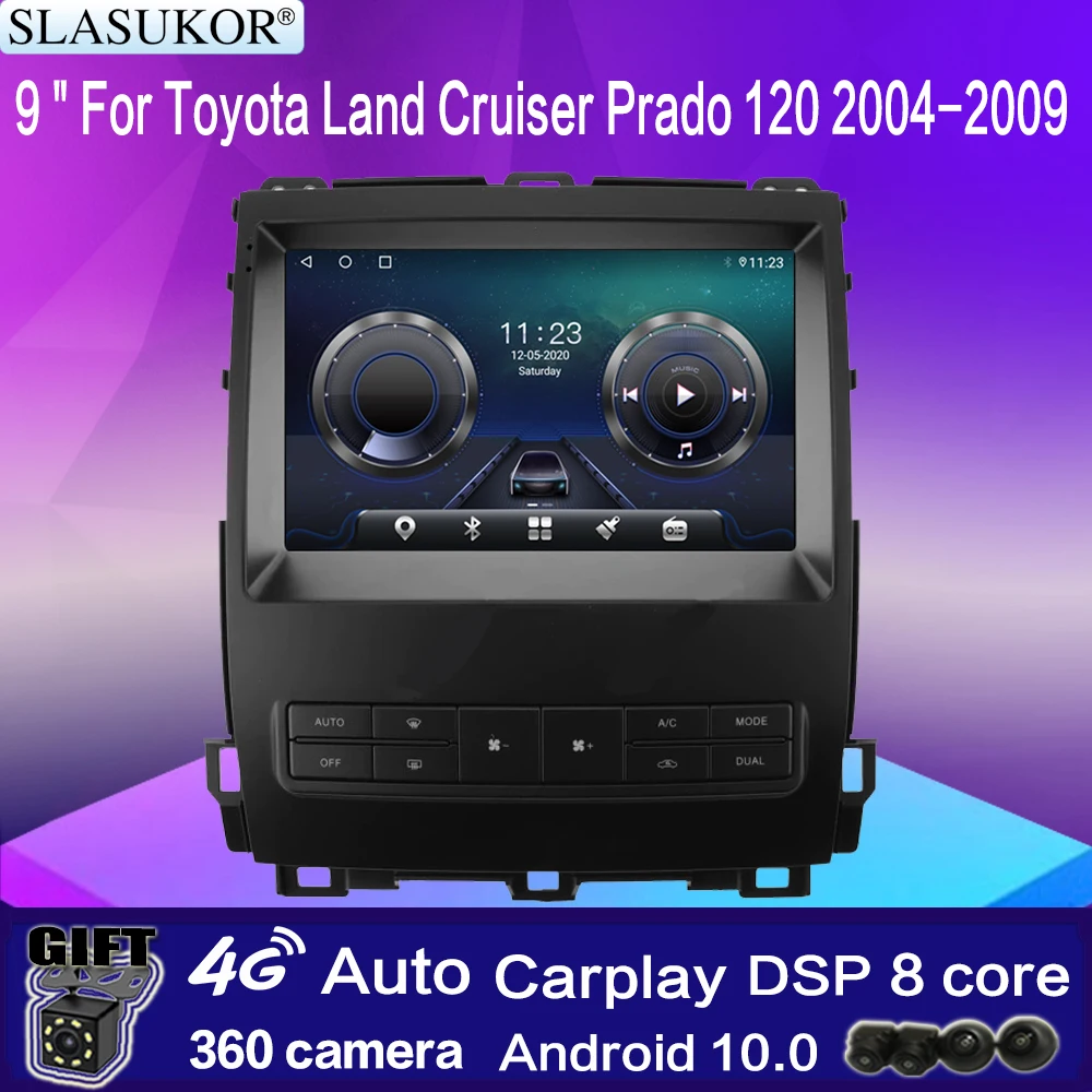 Автомагнитола 9 дюймов для Toyota Land Cruiser Prado 120 2004-2009 Android 11 стереоприемник