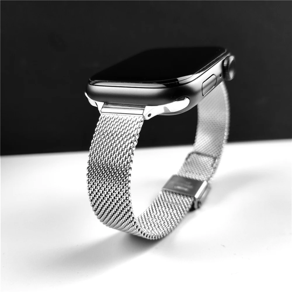 Ремешок correa из нержавеющей стали для apple watch 7 6 5 4 3 se тонкий сетчатый Браслет iwatch 38