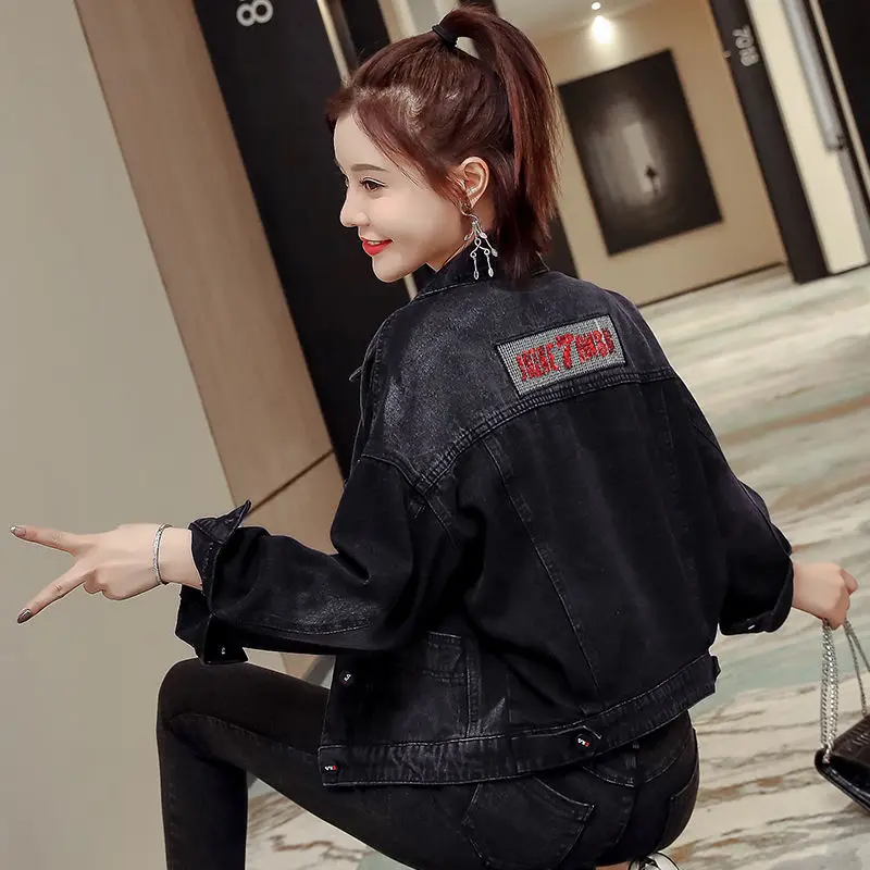 

Cowboy coat women in autumn and winter Korean wind short loose black retro jacket age reduction slim coat ins tide women