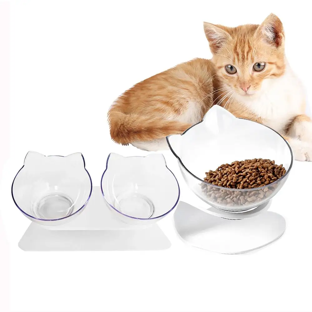 Прозрачная миска для питомцев в форме кошачьих ушек съемный держатель кормления