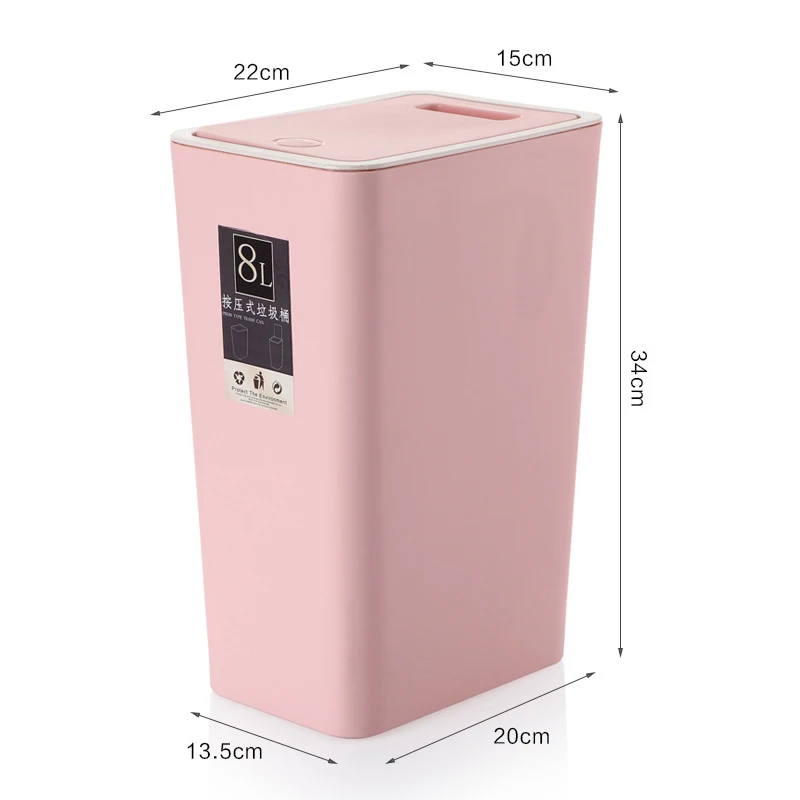 

Press Type Trash Can Creative Rubbish Bin Plastic Waste Bin Home Office Sundries Dustbin Kitchen Bath Trash Can Garbage Box