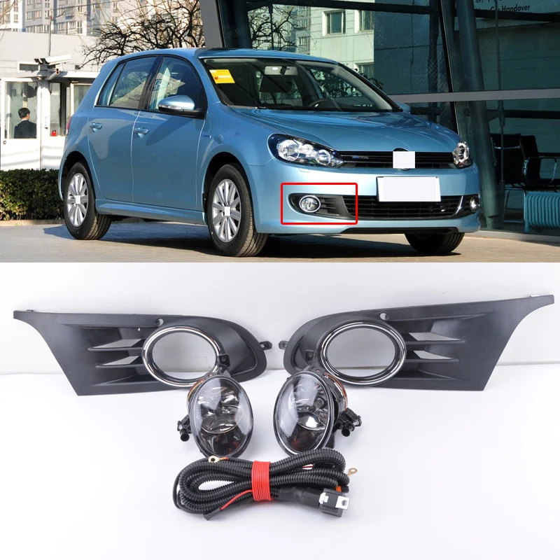 CAPQX For Volkswagen Golf6 Golf 6 Jetta MK6 2009-2013 Front bumper Fog Light fog lamp Frame cover wire harness kit and switch | Автомобили