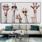 Настенный художественный холст принт животное картина Красочные Жираф Семья плакат картина без рамки для детей рисунок Гостиная домашний декор
