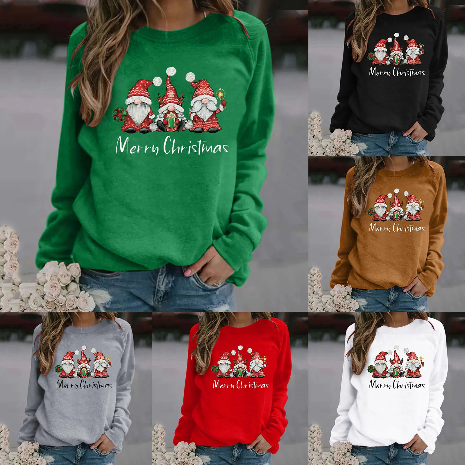 

Women's Sweatshirts 2020 Autumn Christmas Xmas Print Long Sleeve O-neck Casual Loose Sweatshirts Pullover Jumper Blouse Top