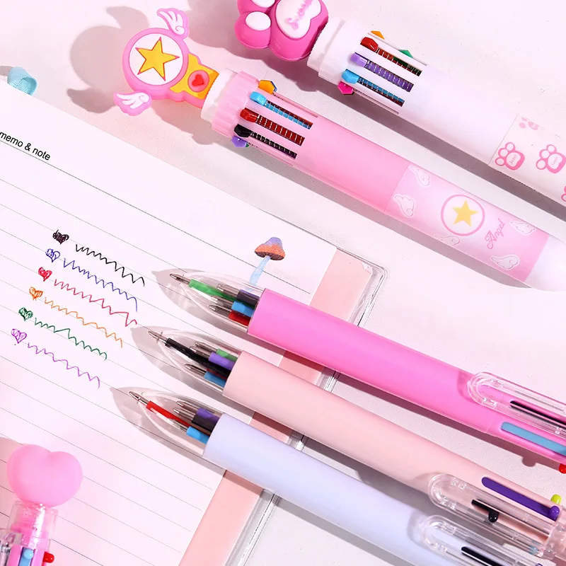 10 в 1 цветные ручки Новое поступление многоцветная шариковая ручка с милыми