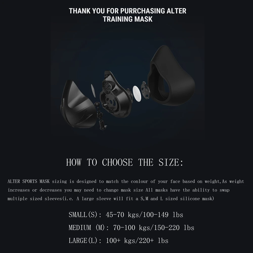 ALTER SPORTS MASK for Training Dust Mask Running Fitness High Altitude Simulation Elevation Cardio Workout Home PM 2.5 2.0 3.0 |