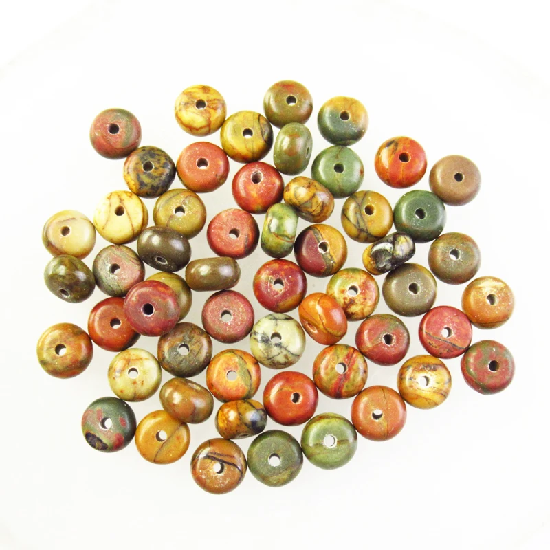 55 шт 6x3 мм натуральный Пикассо яшмы кулон Rondelle незакреплённые бусины G37973 для