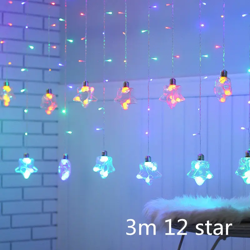 wish star-multi Новогоднее Рождественское украшение для дома Светодиодная гирлянда с шариками желаний для занавесок Новогодняя гирлянда Natal, Q - Цвет: wish star-multi