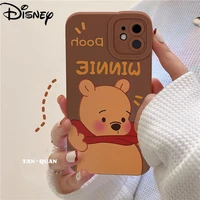 disney pooh bear cute phone case for iphone13 13pro 13promax 12 12pro max 11 pro x xs max xr 7 8 plus cartoon frosted phone case