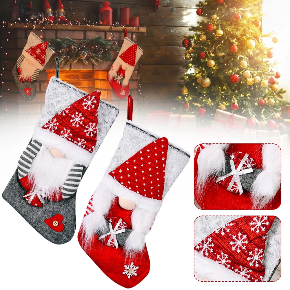 

Рождественские чулки, 16 дюймов, большой рождественский стиль, 3d плюшевые безликие куклы, вязаные чулки для рождественской праздничной вече...