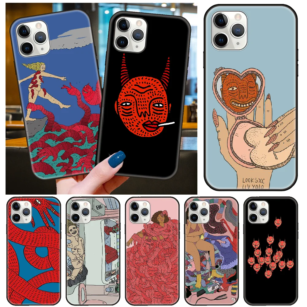 Чехол для телефона Apple IPhone 12 11 Pro XS MAX XR X 8 7 6S 6 Plus черная крышка Hoesjes тренд задняя арт