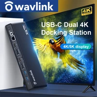 wavlink usb 3 0 universal docking station usb c hub 5k dual 4k hdmi compatible dp multiple display for windows mac os laptop