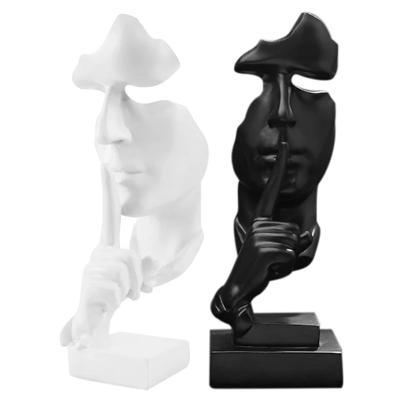 

HOT SALE Silence Is Golden Abstract Character Resin Ornaments Home Desktop Wine Cabinet Porch Decoration Resin Crafts