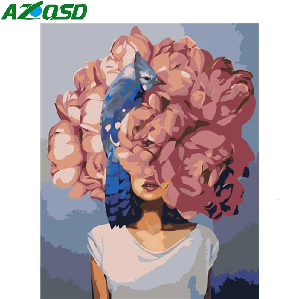 AZQSD DIY краски по номерам для взрослых портрет 40X50 см без рамки девушка краска по номерам холст краски комплекты, украшение для дома