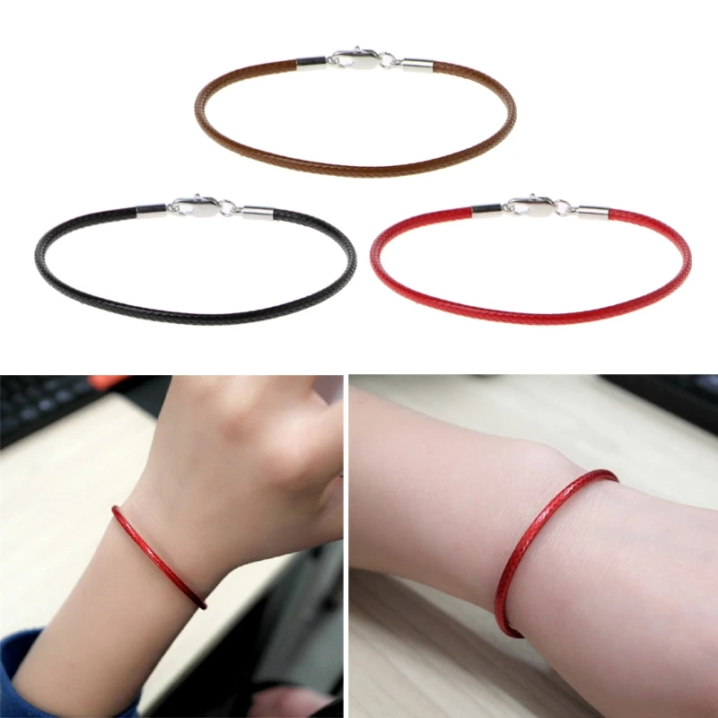 

Braided Leather Bracelet Wristband With Lobster Clasp Charm Beads DIY Jewelry