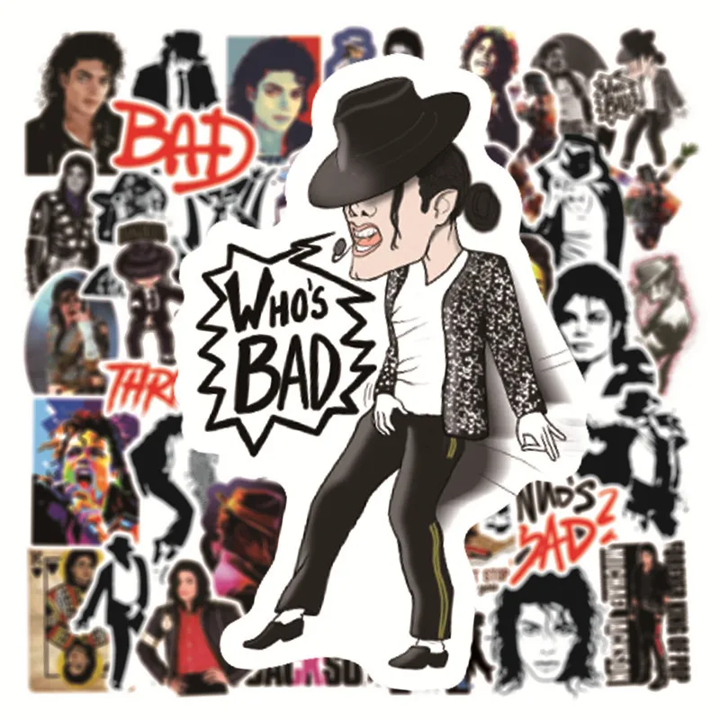 50pcs Michael Jackson Graffiti Stickers DIY PVC Waterproof Sticker Decals For Skateboard Refrigerator Laptop Guitar - купить по