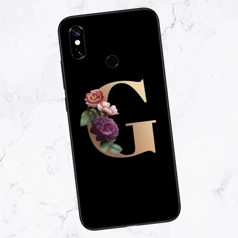 

Flower custom initial letter Phone Case For Xiaomi Redmi note 4 4X 8T 9 9s 10 K20 K30 cc9 9t pro lite max