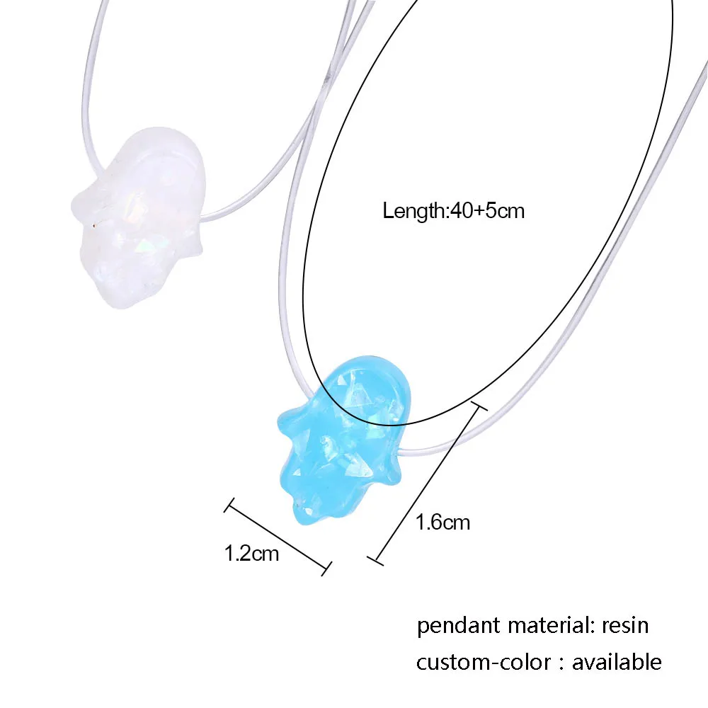 

Ceilim Blue White Opal Hamsa Necklace Hand Fatima Pendant Choker Necklace Women Transparent Chain Jewelry Collier Femme Bijoux
