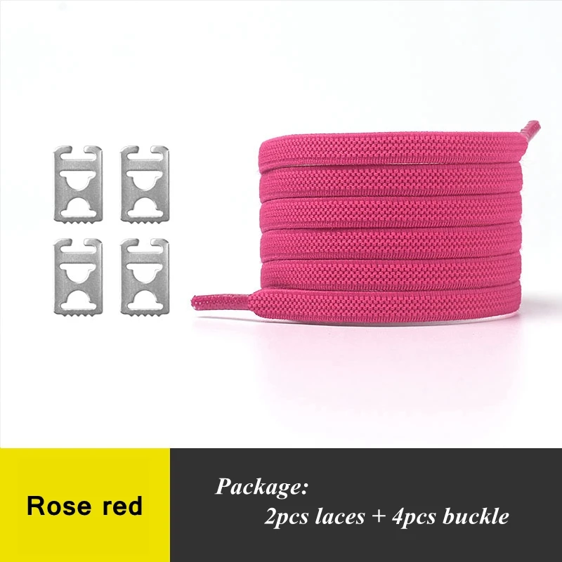 rose Red Шнурки для обуви без завязок, эластичные шнурки, простые, удобные, быстрые, плоские шнурки, модные кроссовки для отдыха, шнурки для отдыха, 1 пара - Цвет: rose Red