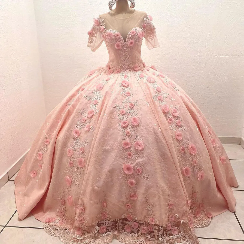 

Бальное платье Xijun, платья для Quinceanera 15, вечерние официальные платья с жемчугом, бисером, кристаллами, 3D цветами, Кружевная аппликация, платья...