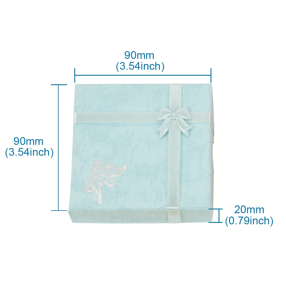6pcs Square Cardboard Bracelet Gift Boxes Flower Pattern Bracelet Storage Organizer Box Mix Color 9x9x2cm With Sponge