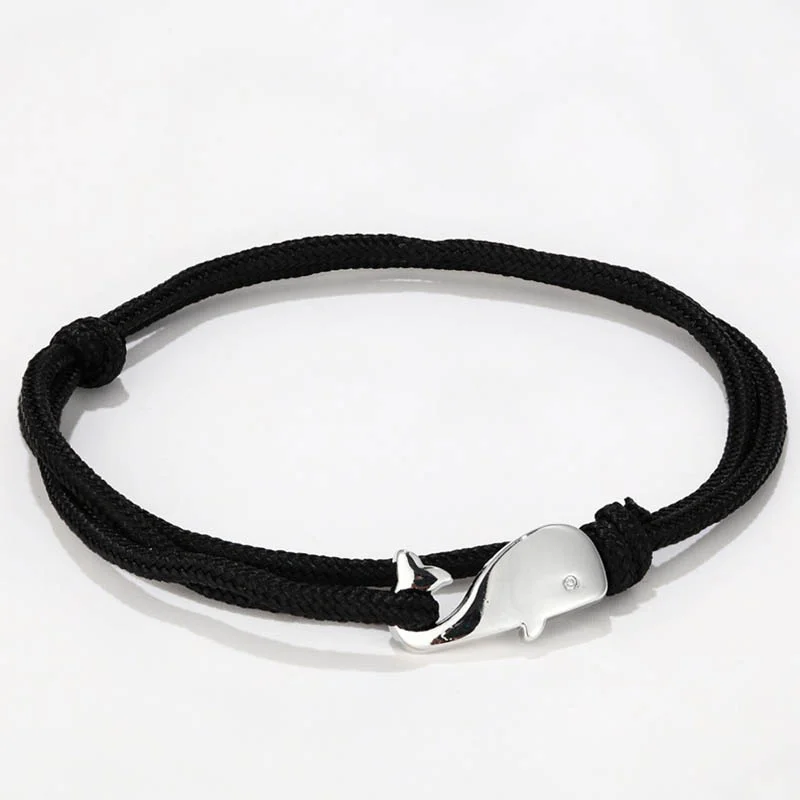 

Fashion Camping Parachute cord Whale Tail Anchor Bracelet Men Women Paracord Jewelry Wrap Metal Hooks