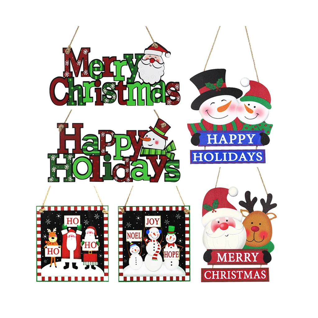 

Wooden Craft Door Hanger Christmas Decorations Welcome Hanging Ornaments Home Decor Santa Pendant Snowman Elk