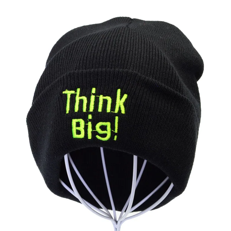 

Brand embroidery think big letter knit hat female winter outdoor Warmer Bonnet men Casual Cap Casual Caps