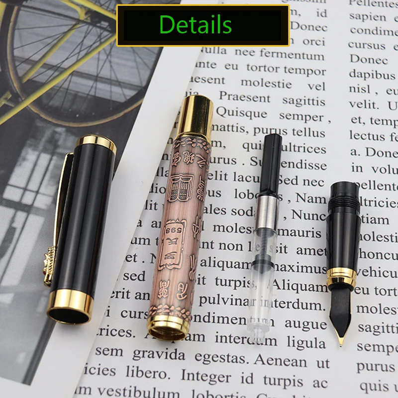 Классический китайский стиль полностью металлический перьевой ручки для письма, подарок для бизнесменов, роскошный набор из 2 ручек.