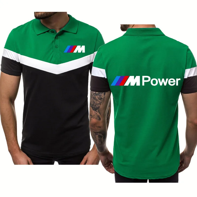 

Fashion new Summer Brand Bmw M car logo Printing Men's polo shirt Power high quality cotton V-splicing Men's tops short sleeve
