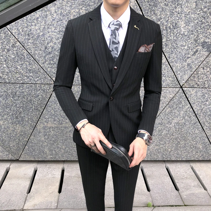 

Fashion Korean style slim men's casual suit three-piece suit