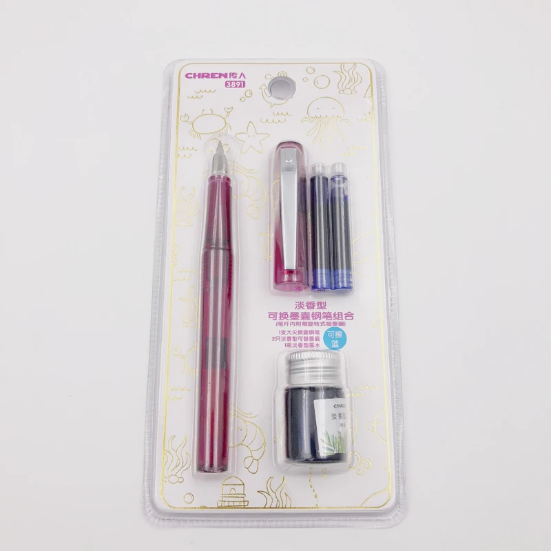 Набор ручек с синими чернилами 4 шт. цветных чернильных школьные канцелярские