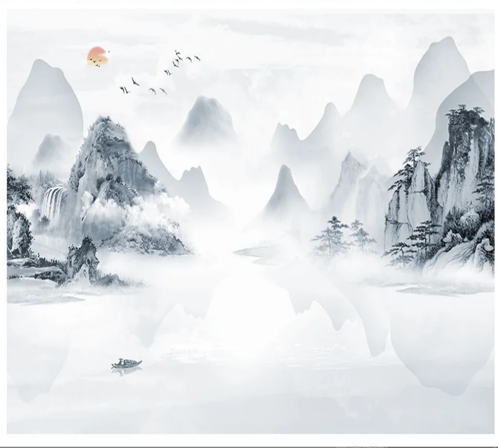 Индивидуальные 3D обои росписи эстетический минималистский новый китайский