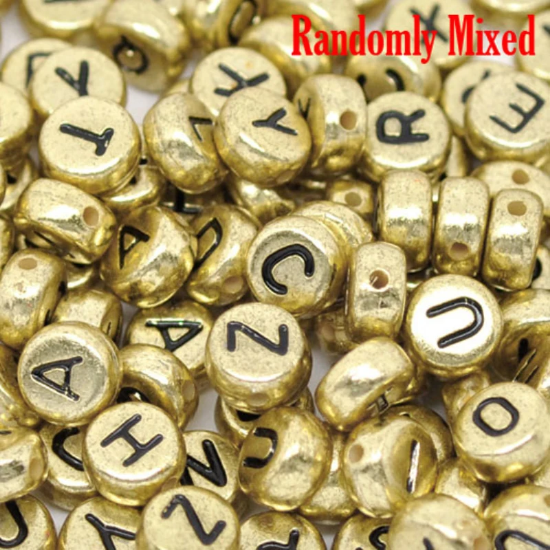 

500pcs 4x7mm Silver Color Random Alphabet Letters Beads Acrylic Loose Spacer Beads For Jewelry Making Bracelet DIY Accessories