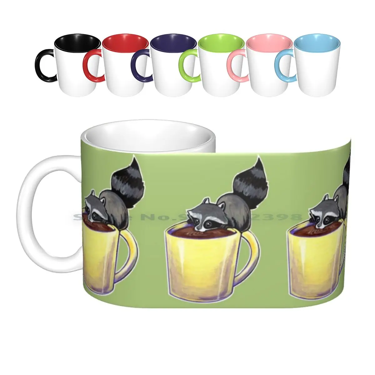 

Керамические кружки из енота для кофе, кофейные чашки, кружка для молока и чая, креативная трендовая винтажная Подарочная бутылка с животны...