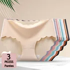3 шт.компл. сексуальные женские трусики из вискозы, бесшовное нижнее белье, однотонные женские мягкие удобные брифы