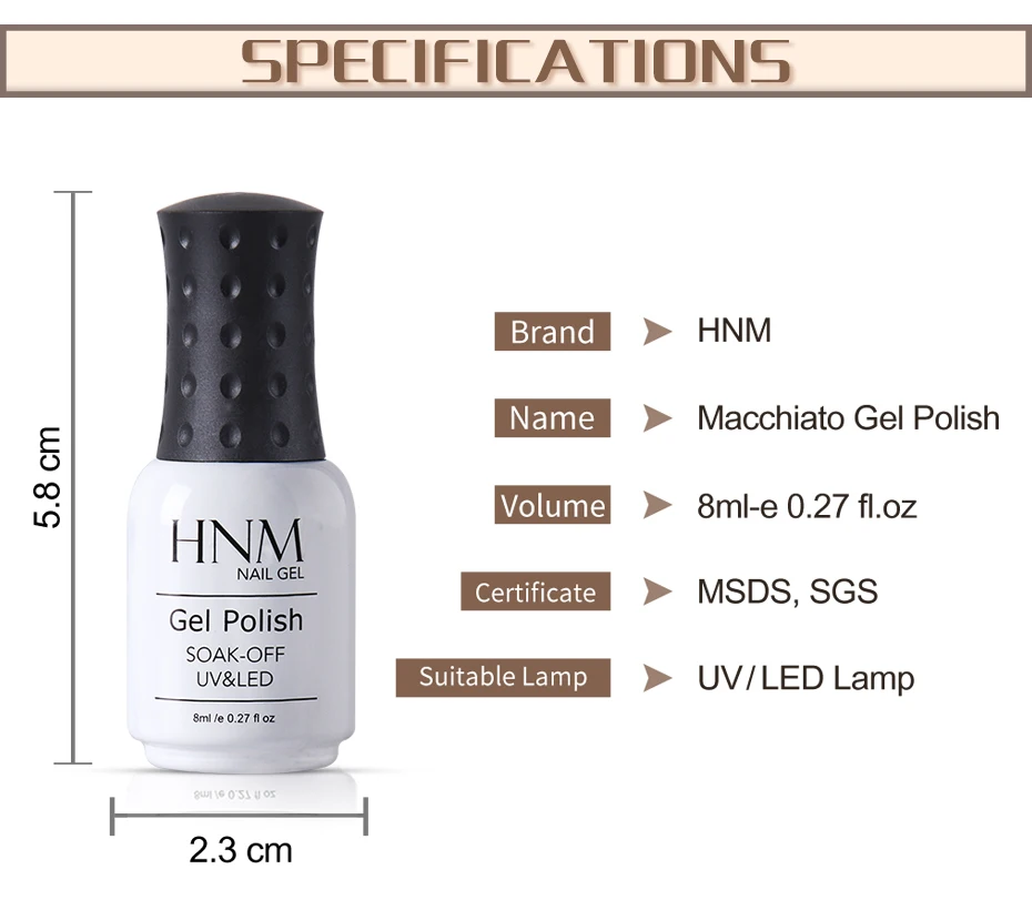 HNM Macchiato гель лак для ногтей 8 мл УФ светодиодный Матовый верхний слой растворимый лак счастливый Гибридный Устойчивый лак для ногтей гель лак