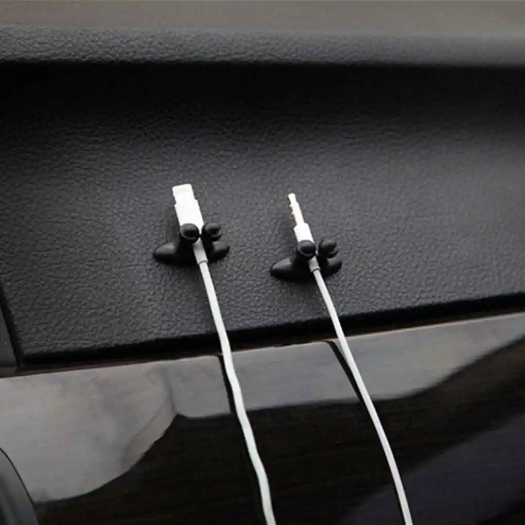 

8pcs Self-Adhesive Car Wire Clip Fixer Holder Cable Holder Rectangle Plastic Mount Clamp Network Office Cable Charger Line Clasp