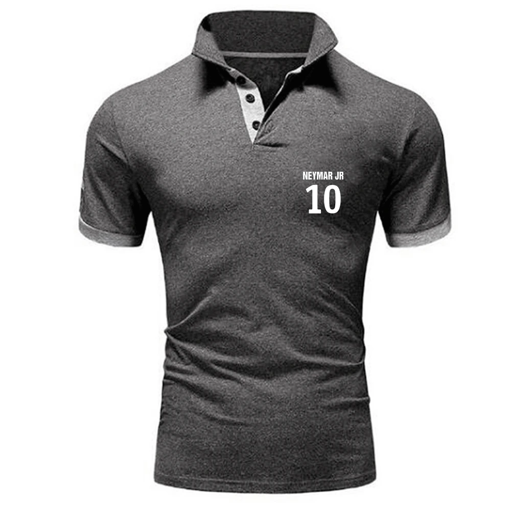 

2021 new summer business casual polo shirt men's short-sleeved lapel slim polo shirt printed cotton brand men's shirt