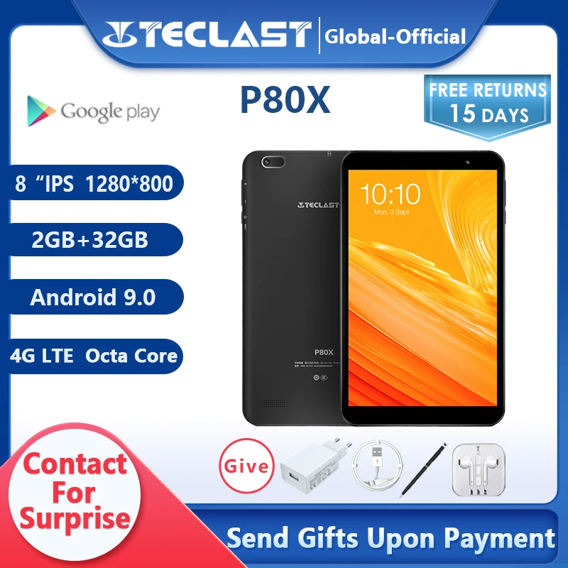 Планшет Teclast P80X 2 + 32 ГБ экран 8 дюймов 9 0x1280 SC9863A Android 800|Планшеты| |