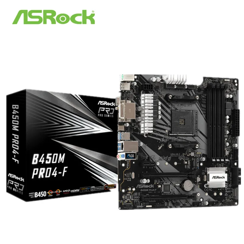 NEW For ASRock B450M Pro4-F Original Desktop Motherboard B450 Socket AM4 DDR4 SATA3 USB3.0 M.2 | Компьютеры и офис