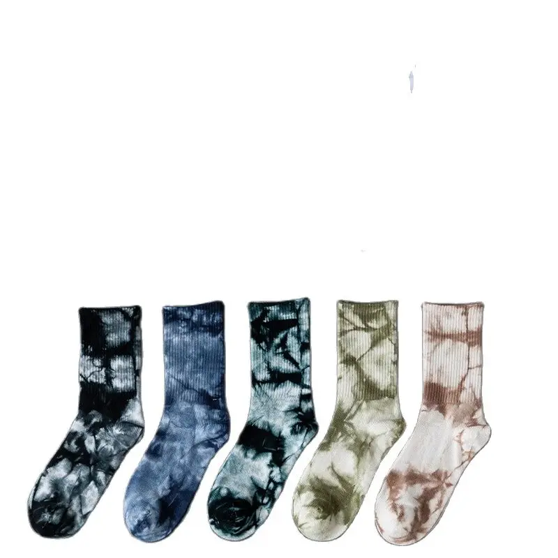 

New Fashion Couples Men and Women Socks Cotton Colorful Vortex Tie-dye Harajuku HipHop Skateboard Funny Happy Weed Tube Socks