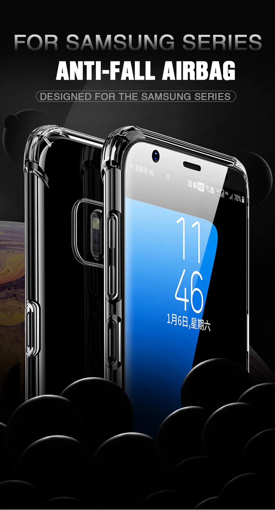 Силиконовые чехлы для телефонов Airbag для Samsung Galaxy S8 S9 S10 Plus мягкая задняя крышка на Note 8 9 10 A50 A70 A10 прозрачная оболочка