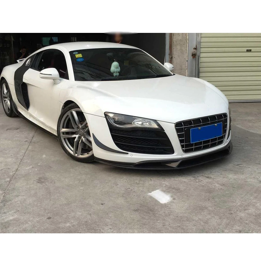 Углеродное волокно передний бампер для губ разветвители для Audi R8 GT V8 V10 2008- углеродного волокна передний бампер спойлер разветвители