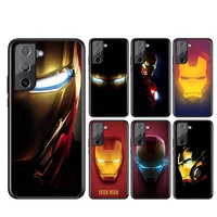 phone case for samsung s21 s20 fe s22 ultra pro lite s10 5g s10e s9 s8 plus marvel avengers super hero iron man black soft cover
