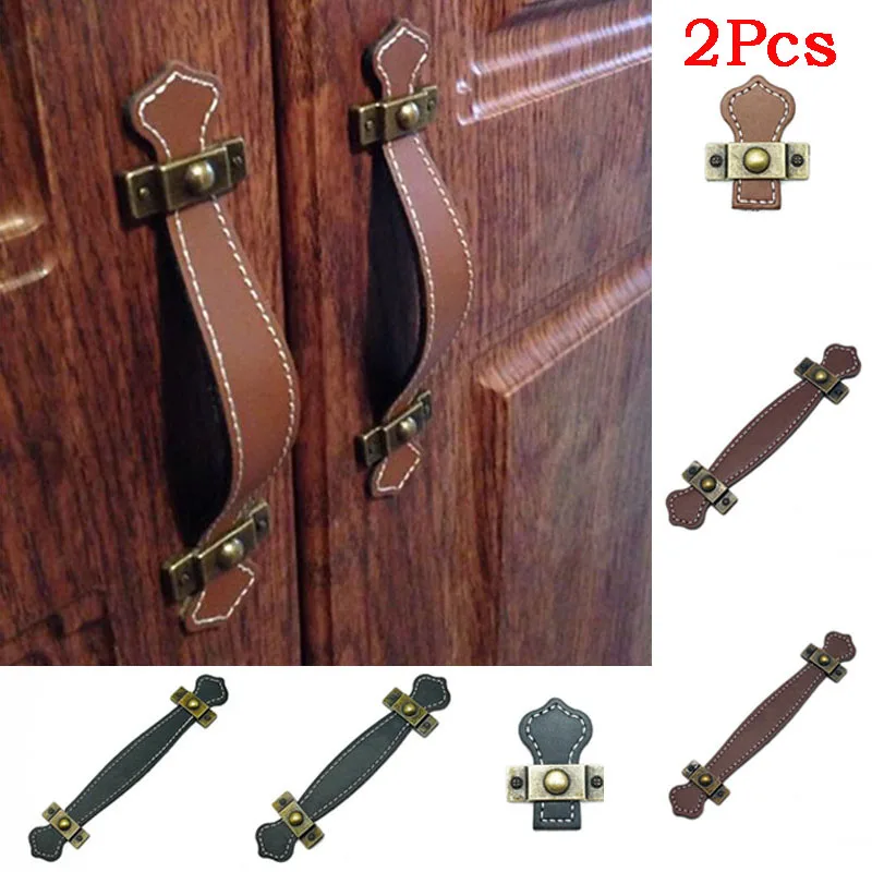 

2pcs zinc alloy leather handle leather PU suitcase handle drawer cabinet door handle hardware accessories S78