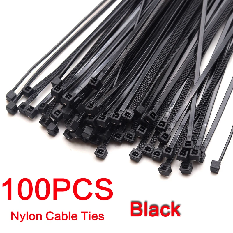 100 шт. черные самоблокирующиеся Нейлоновые Пластиковые Кабельные стяжки 4X200 3X200