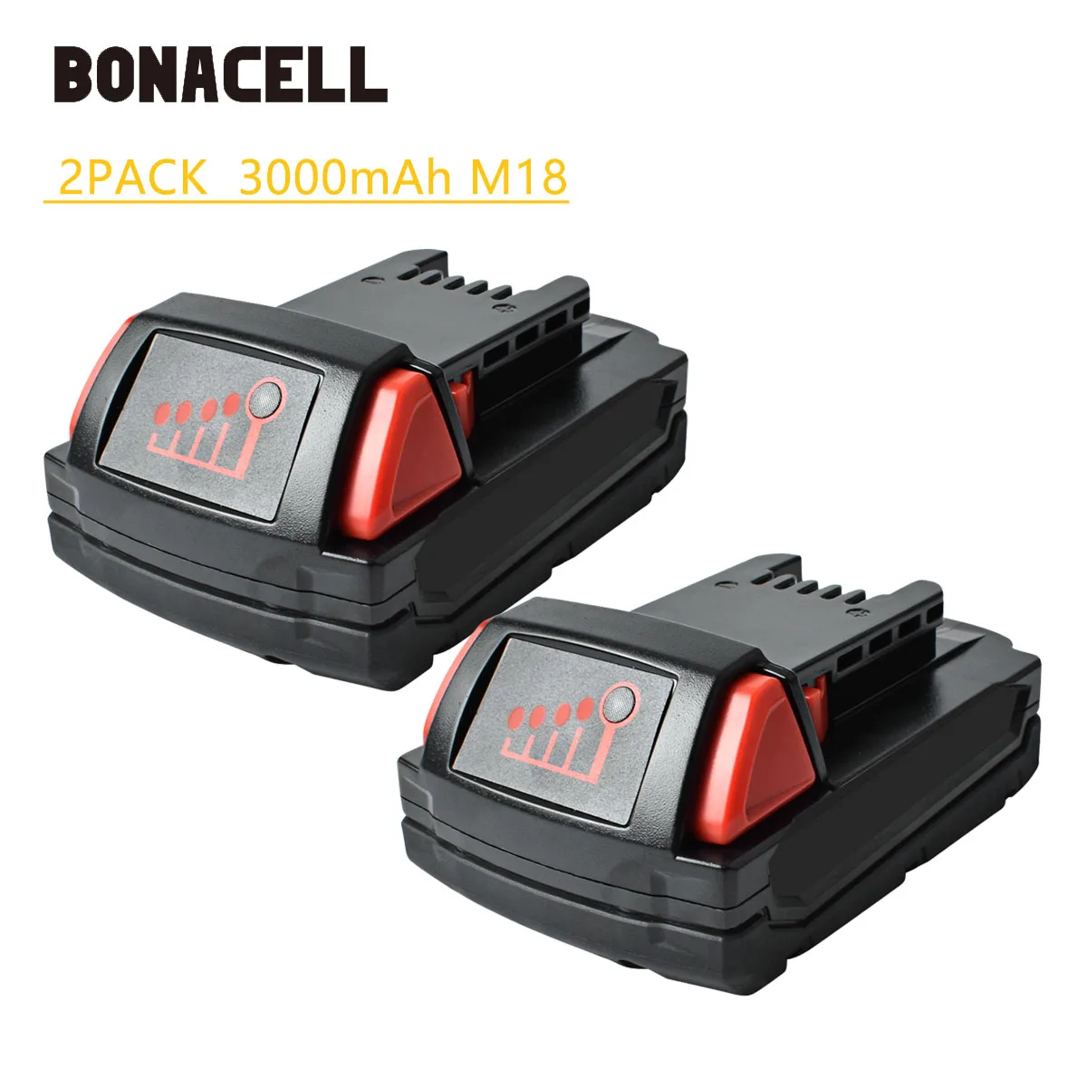 2PACK 3.0Ah Bonacell 18V 9000 мА/ч, M18 XC литий-ионная Батарея для Милуоки 48-11-1815 M18B2 M18B4 M18BX L30 - Цвет: 2PACK 3.0Ah