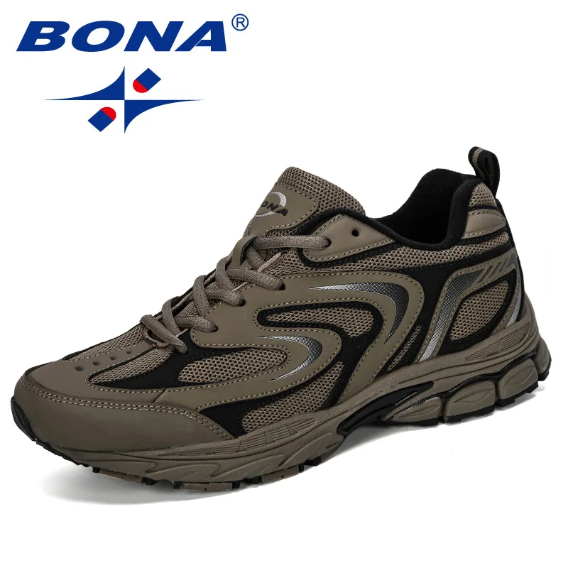 Medium grey black BONA/Новинка года; дизайнерская мужская повседневная обувь; Легкие дышащие Прогулочные кроссовки; мужские теннисные кроссовки; feminino zapatillas hombre; трендовые - Цвет: Medium grey black